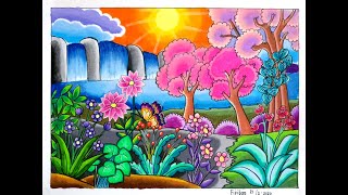 CARA GRADASI WARNA EP 192 TEMA PEMANDANGAN ALAM YANG INDAH