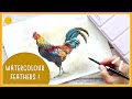 Watercolour Cockerel (Rooster!) TUTORIAL | Painting FEATHERS with my NEW paints !