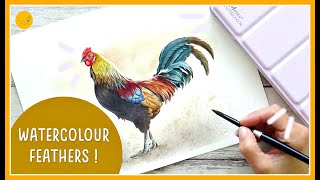 Watercolour Cockerel (Rooster!) TUTORIAL | Painting FEATHERS with my NEW paints !