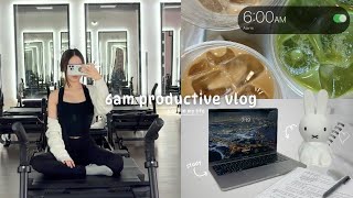 productive *6AM* vlog 🫧| morning routine, study with me, pilates + internship, what i eat, etc