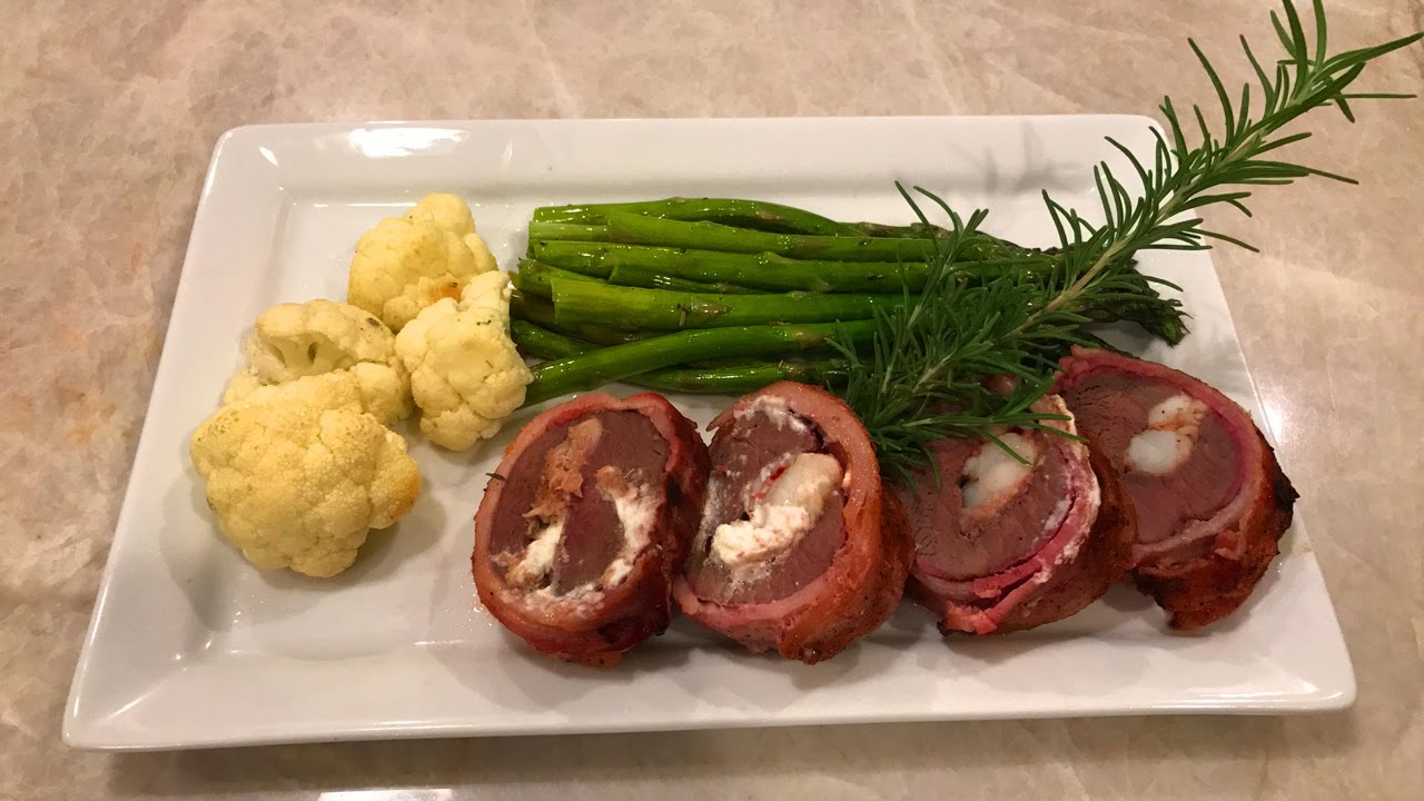 Venison Backstrap stuffed with Lobster tail and fresh Crab meat