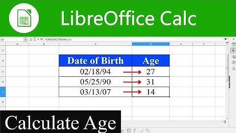 How to calculate Age using a Date of Birth in Libreoffice calc