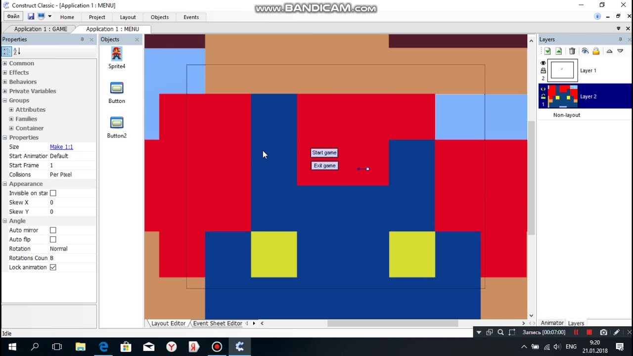 Урок 1 как создать 2D игру в scira construct classic