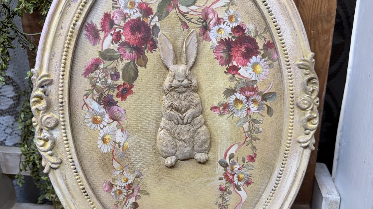 Fb live .  Dit frame decor . Layers and bunny moulds with IOD transfers 