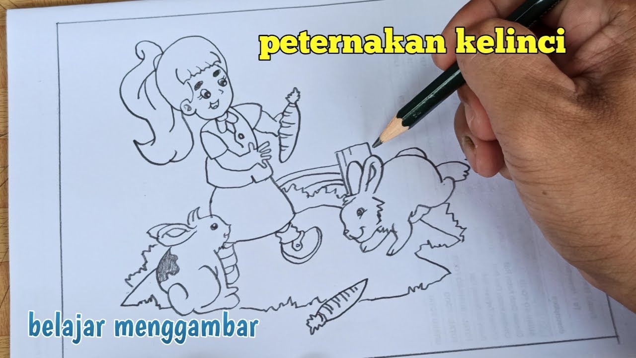 Cara Menggambar Untuk Pemula Gambar Tk Memberi Makan Hewan Kelinci Youtube