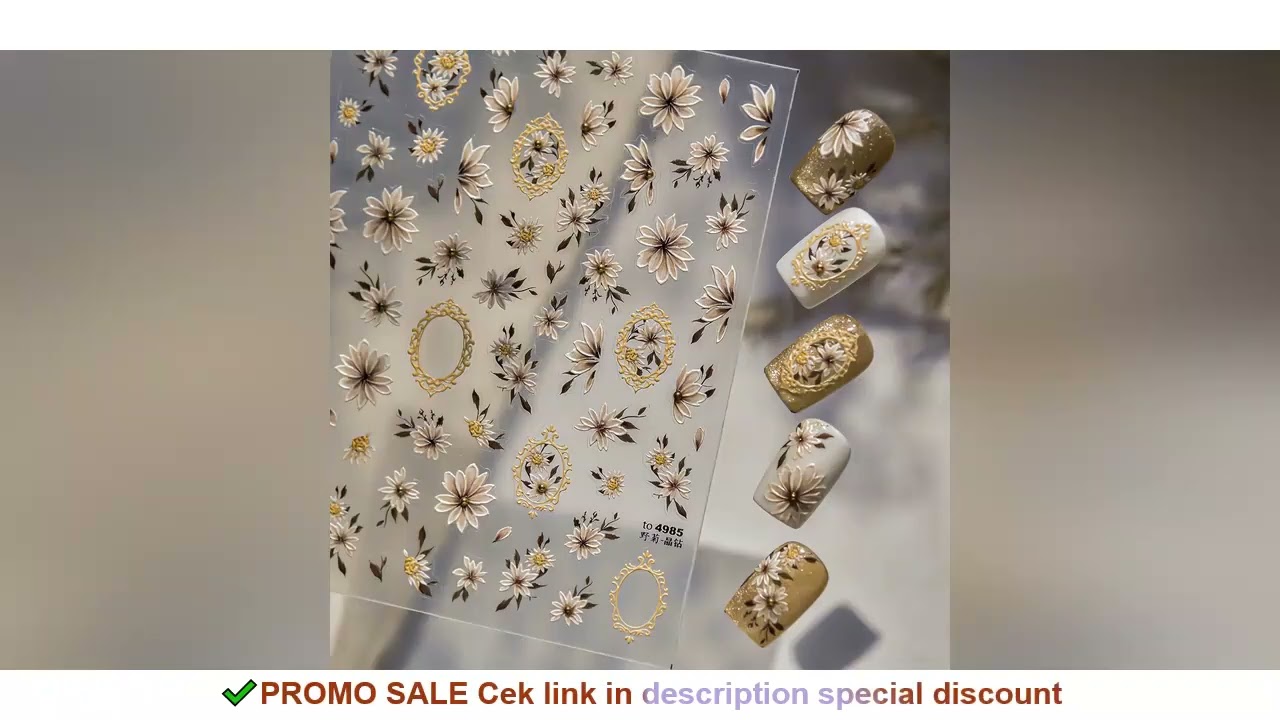 Wild Daisy Crystal Diamond Nail Sticker 5D Adhesive Flower Trendy Nail Art Stickers DIY Nail Art Dec