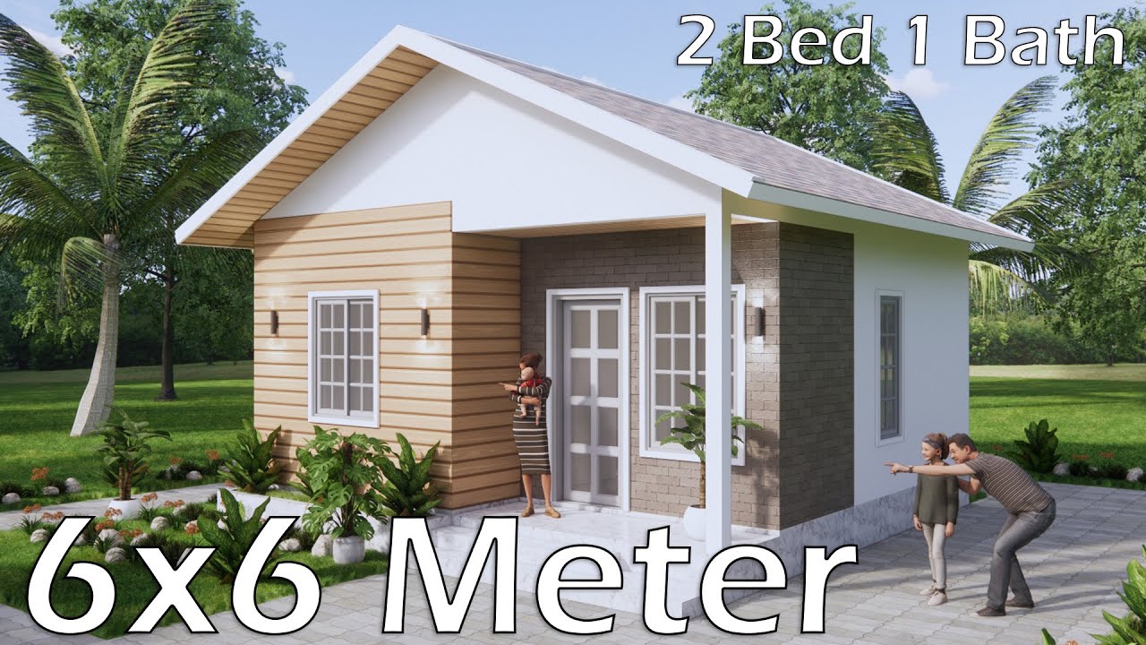 Small House Plan 6x6 Meter 2 Bed 1 bath