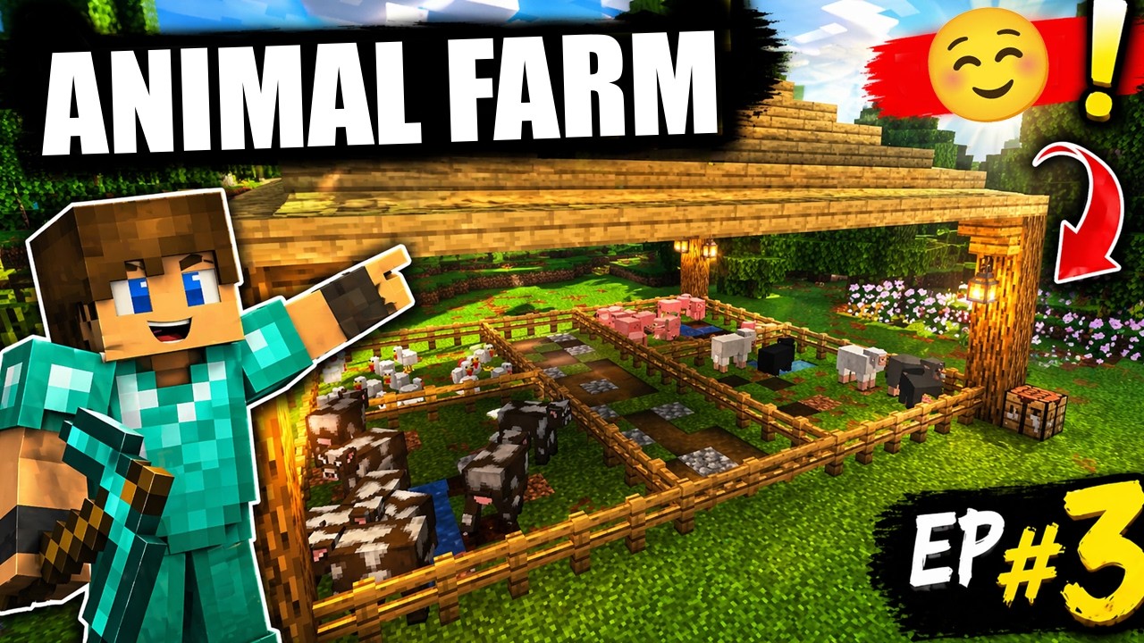 I BUILT ANIMAL FARM IN MINECRAFT SURVIAL SERIES EP #3 - YouTube