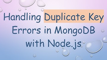 Handling Duplicate Key Errors in MongoDB with Node.js