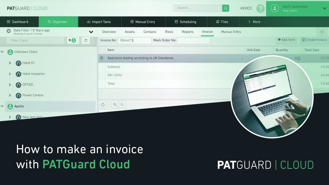 Pat Invoice How to create an invoice on PATGuard Cloud - YouTube