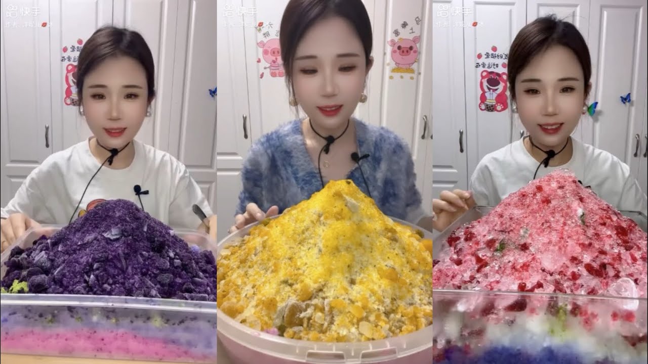 YY|ASMR COLORFUL JEWELRY ICE WITH MATCHA POWDER - YouTube