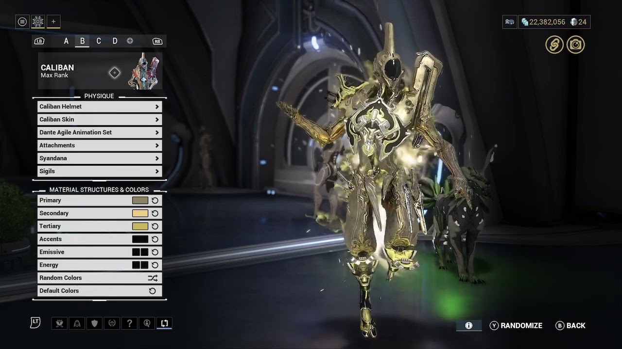 warframe CALIBAN 2nd skin fashionframe with details