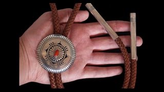 Navajo Red Coral Brown Bolo Tie by Wilfred Paddock (#01)