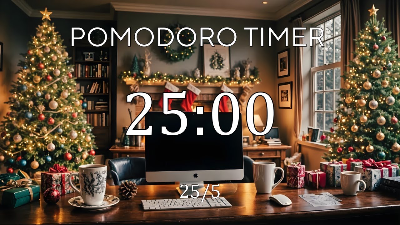 Christmas Study Session 🎄 25/5 Pomodoro Technique, Christmas Jazz music + Frequency🎄