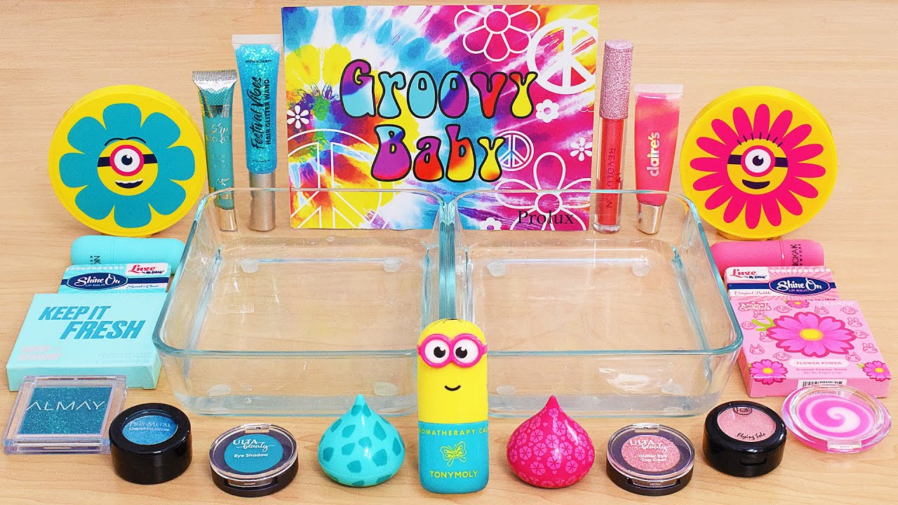 Pink vs Teal - Mixing Makeup Eyeshadow Into Slime ASMR