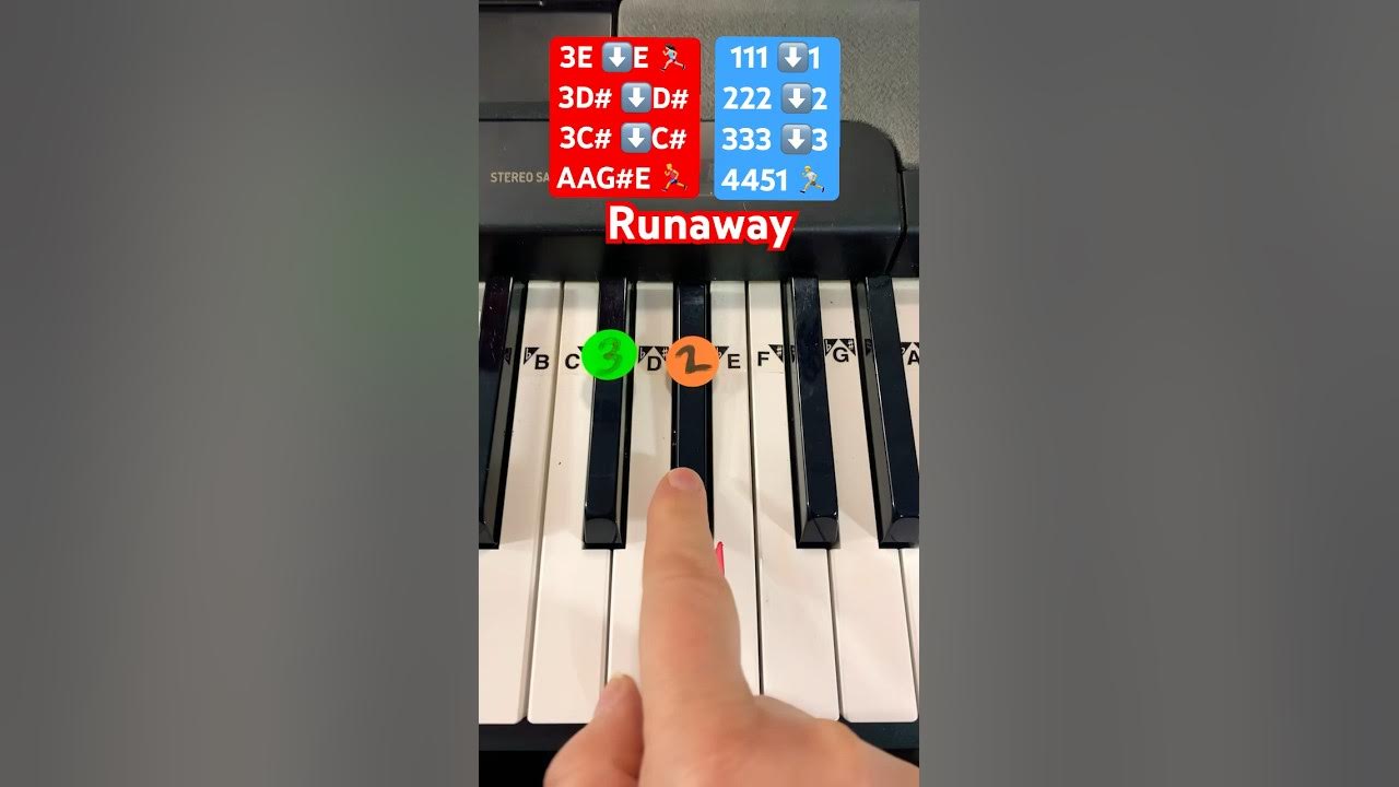 How to play Runaway on Piano Easy Tutorial 😭🎹 piano pianotutorial 
