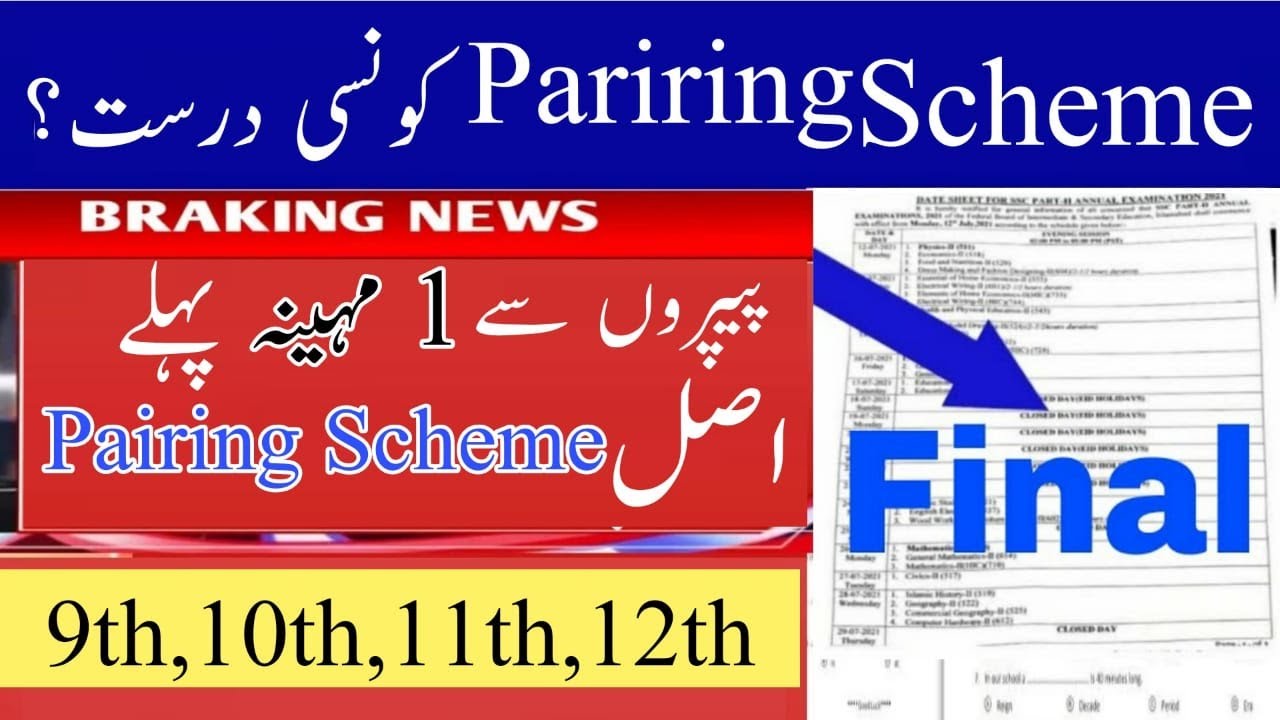 Paper pairing scheme 2021|| Final pairing scheme for board exams 2021|| 9th || 10th || 11th || 12th