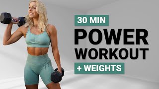 30 MIN DB POWER WORKOUT | Full Body | + Weights | Strength & Conditioning | Super Sweaty screenshot 5