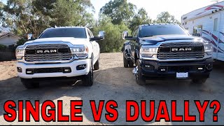 SQUAT TEST WITH RAM 3500 SINGLE WHEEL VS DUALLY!!