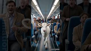 Calf warned of train danger and saved passengers 😭 #ai​ #cow​ #cow