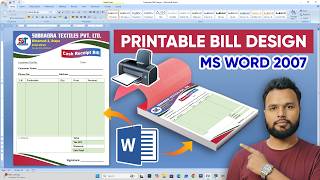 Professional Printable Bill Design in MS Word 2007 | Invoice Bill Design Tutorial in Hindi