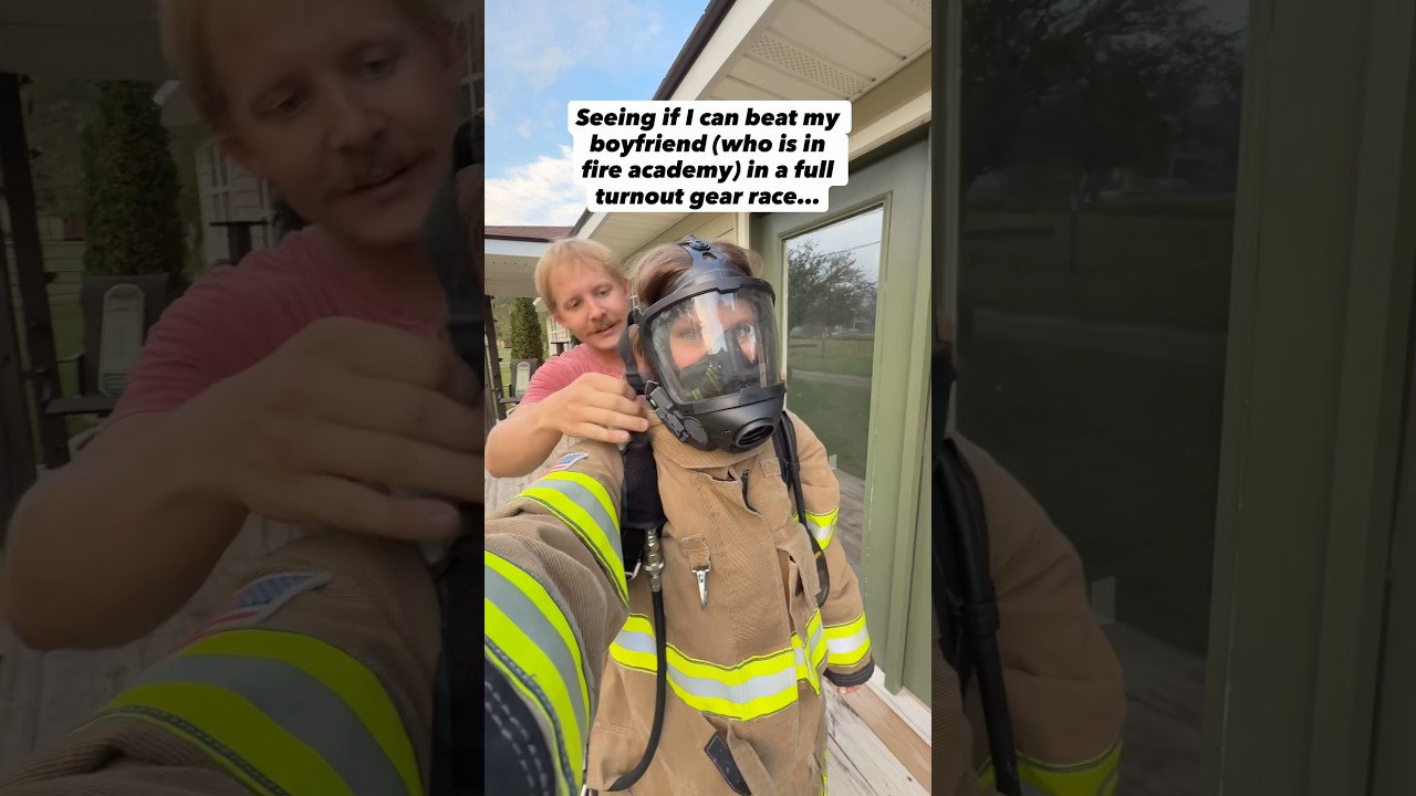 Firefighter Turnout Gear Race Against My Boyfriend!