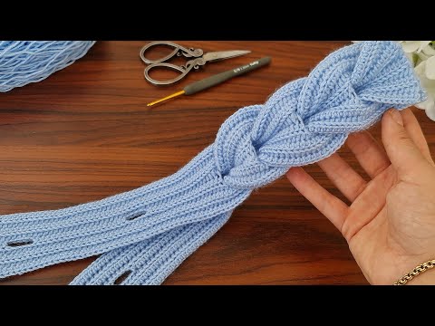 Super Easy Hairband Knitting Model - Tığ İşi Çok Guzel Örgü Saç Bandı Modeli Yapımı