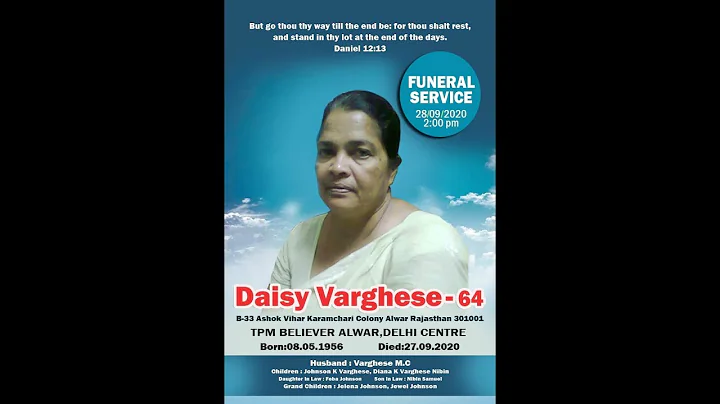 Daisy Varghese - 64  funeral Service  28/09/2020  ...