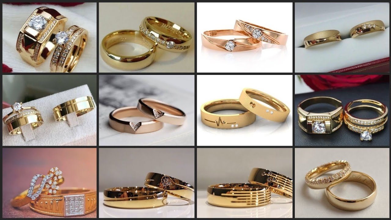 Love Journey Gold Name Couple Rings