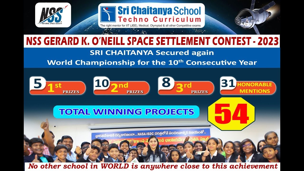 Sri Chaitanya Students Success in NSS Gerard K O Neill Space Settlement