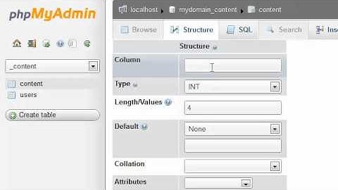 Modifying table columns in phpMyAdmin