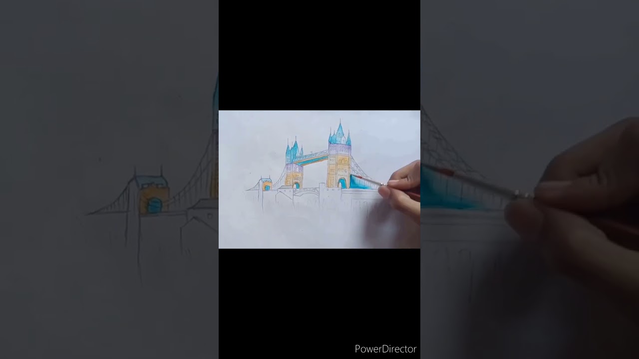 How to draw tower bridge 🌉//easy bridge drawing// 