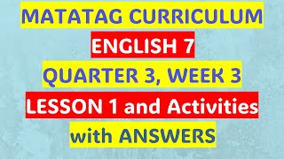 Matatag Curriculum English 7 Q3 Week 3 | Complete Grade 7 Lessons & Activities 2025
