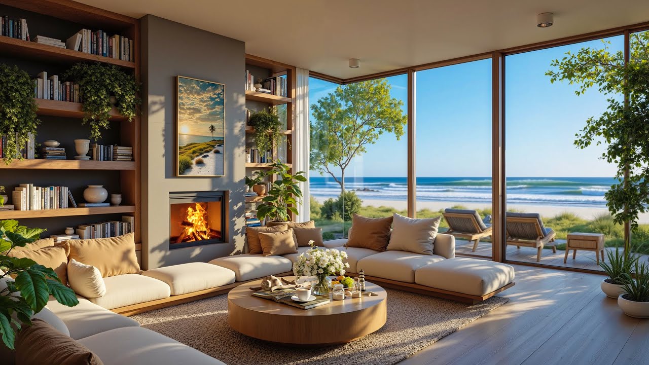 Upbeat Bossa Nova Music at Seaside Villa 🌊 Smooth Jazz Instrumental & Ocean Vibes for Relaxing