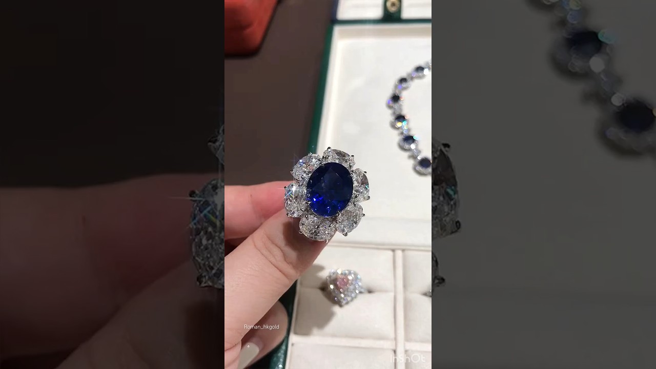 Кольцо золото Au750, Сапфир 8.0ct. Бриллианты +7.0ct. D/VVS 