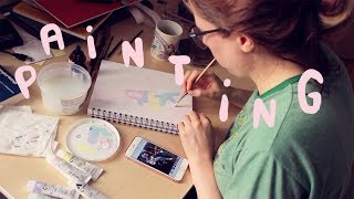 Trying gouache + my desk ~ Frannerd