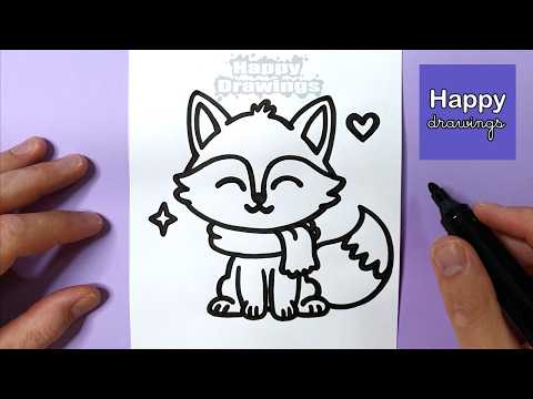 How to Draw a Kawaii Fox with a Scarf | Cozy Autumn Drawing