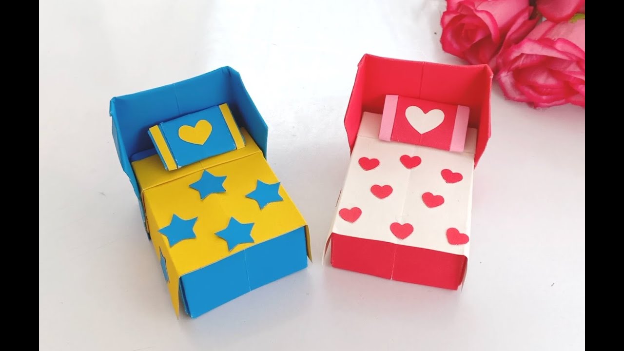 How to make Origami Bed & Bedding / Paper Bed / Origami Furniture