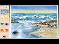 Without Sketch Landscape Watercolor - Sea (color name view, material introduce) NAMIL ART