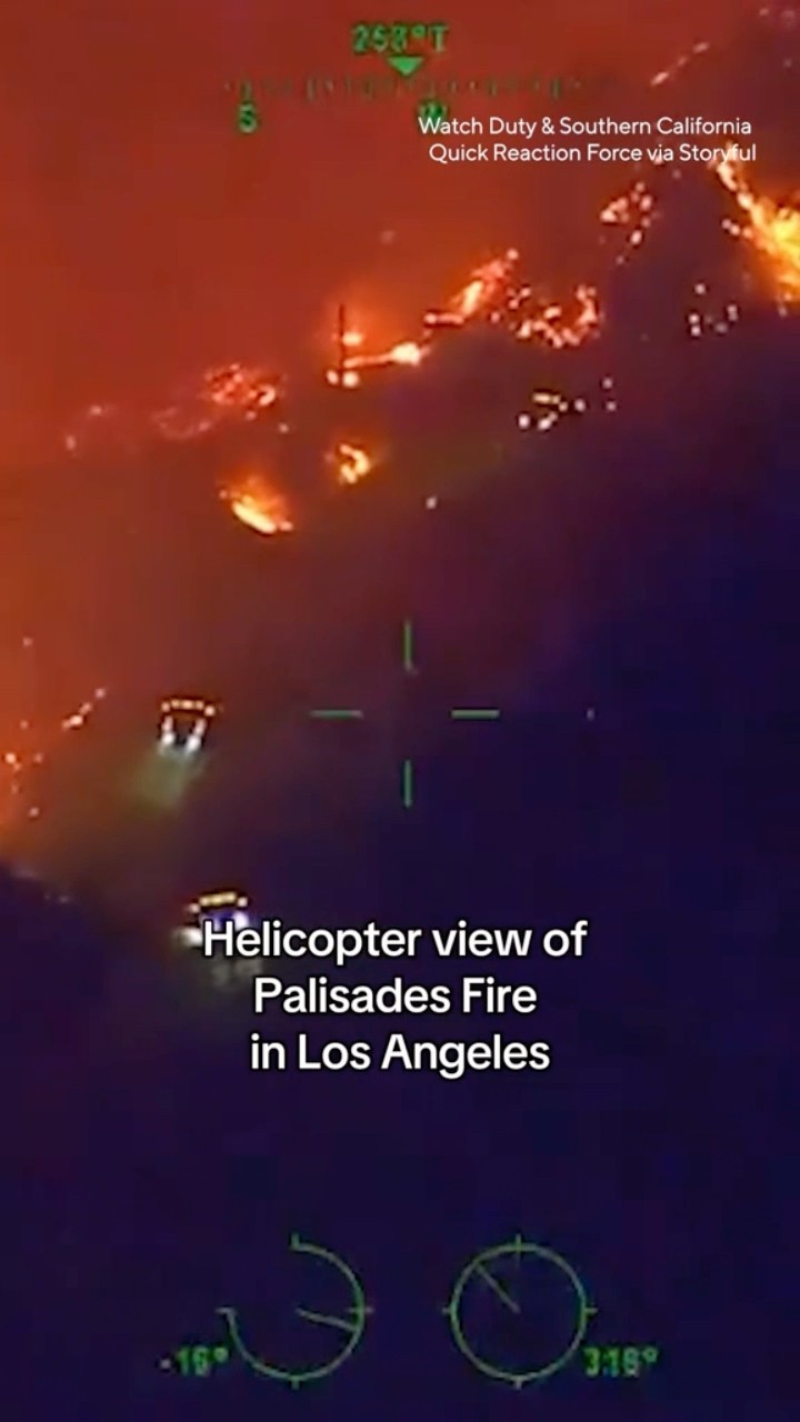 Helicopter view of Palisades Fire in Los Angeles #shorts
