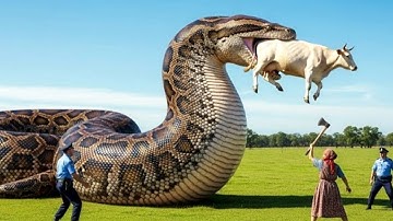 Courageous Rescue Team Fights Giant Python to Save Innocent Cow