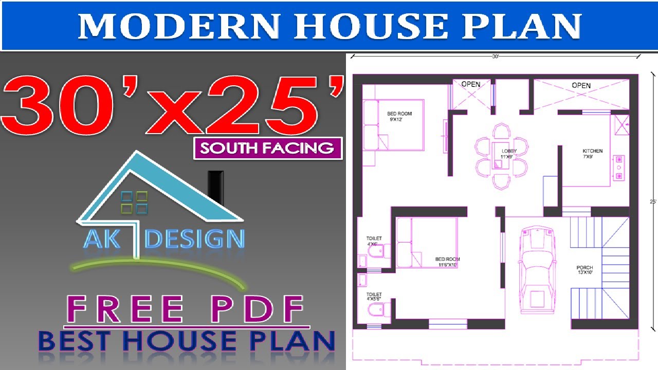 30 x25 South Facing House Plan with Parking ll Vastu 