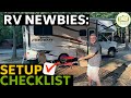 How to Setup Your RV Campsite for Beginners - Water, Sewer, Electric and Gear PLUS Newbie Checklist!