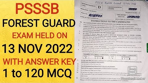 PSSSB FOREST GUARD EXAM HELD ON 13 NOV 2022 PREVIOUS YEAR PAPER WITH ANSWER KEY BY JATIN SIR