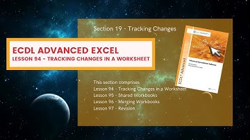 ECDL Advanced Excel Lesson 94 Tracking Changes in a Worksheet