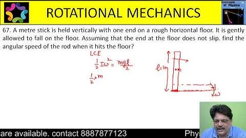 A metre stick is held vertically with one end on a rough horizontal floor. It is gently allowed
