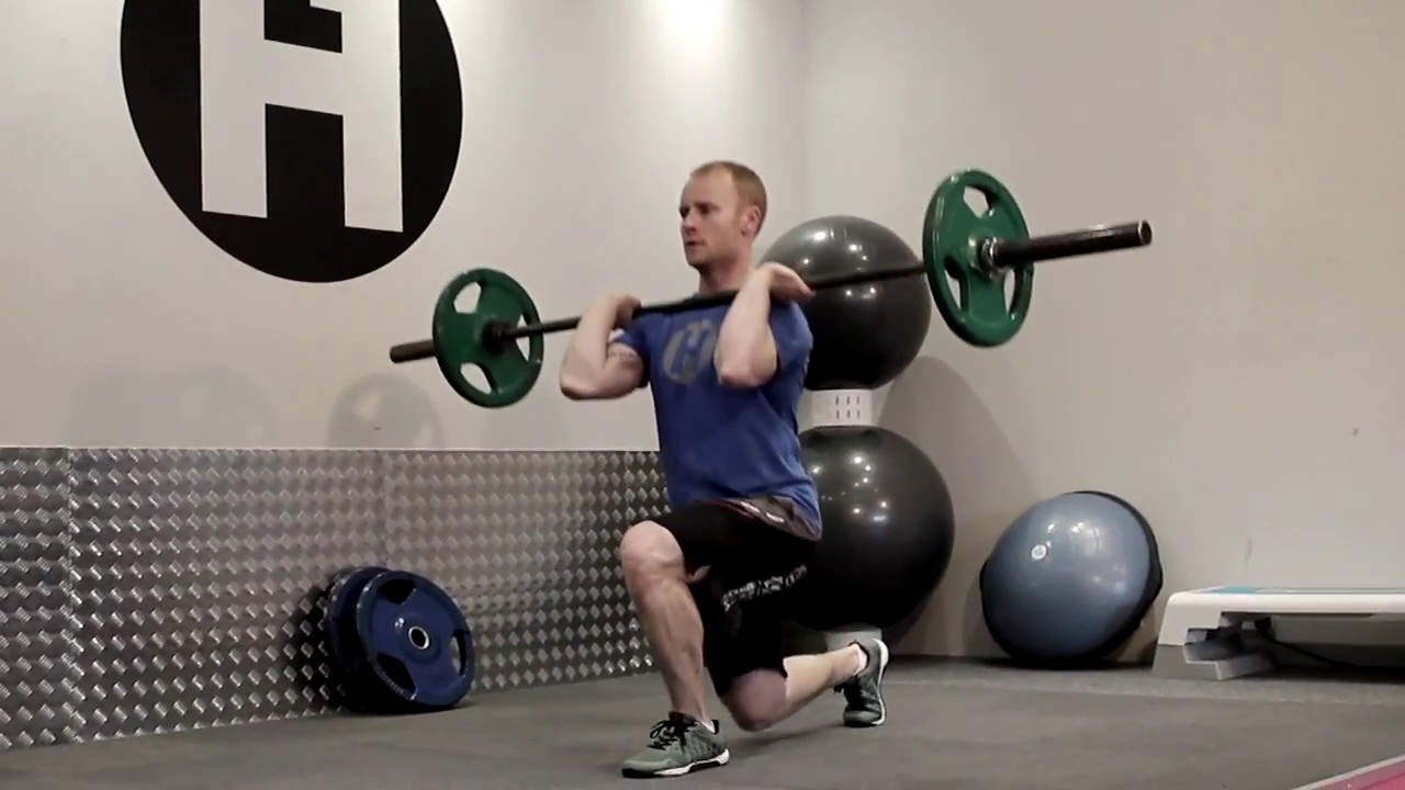 How to perform the Barbell Reverse Lunges with a Front Grip - YouTube