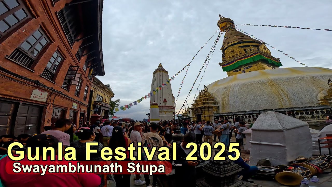 🇳🇵 Gunla Festival (गुंला पर्व) Kathmandu Saturday Morning Walking around Swayambhunath Stupa 2025