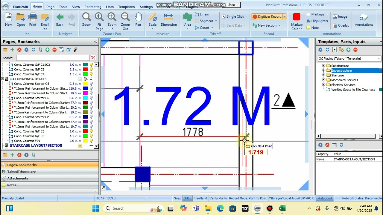 Staircase takeoff using planswift series 1
