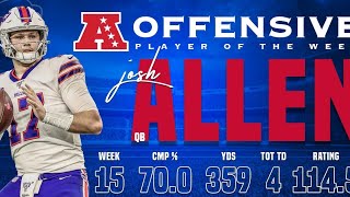Josh Allen Stats, Facts And NFL Records Through Week 15. Buffalo Bills